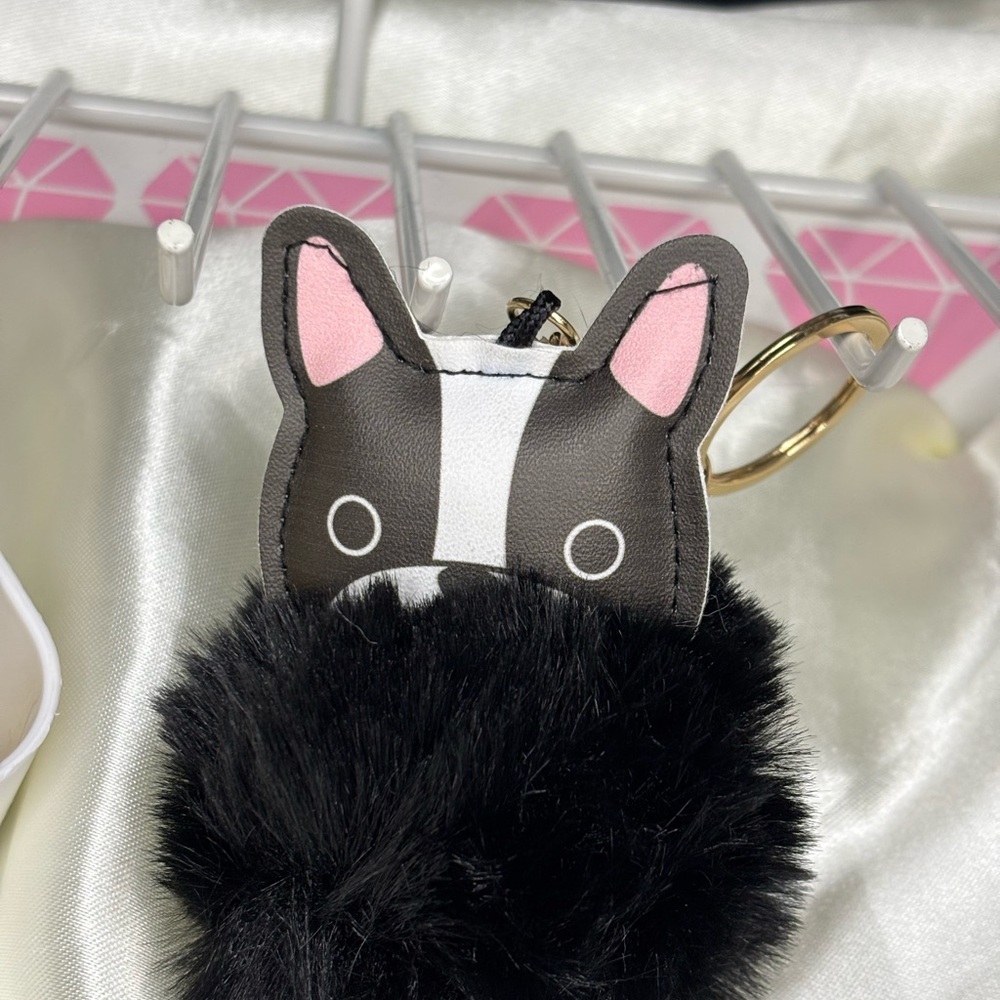 Adorable Black and White Dog Keychain